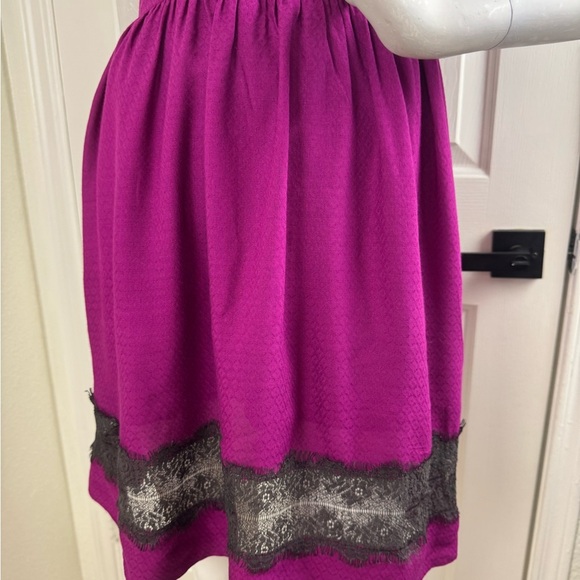 FREE PEOPLE MAGENTA & BLACK LACE GEORGIA FIT AND FLARE SLEEVELESS DRESS - Picture 5 of 13